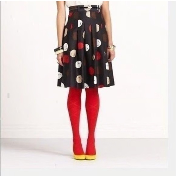 KATE SPADE ♠️ ESTHER POLKA DOT PLEATED SILK BLEND SKIRT SZ 10 - Picture 1 of 11